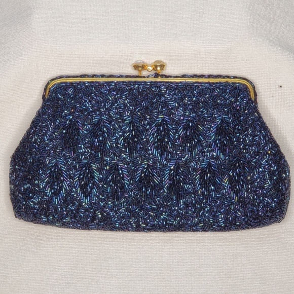 Handbags - Blue Beaded Clutch/Handbag Handbags - Blue Beaded Clutch/Handbag
